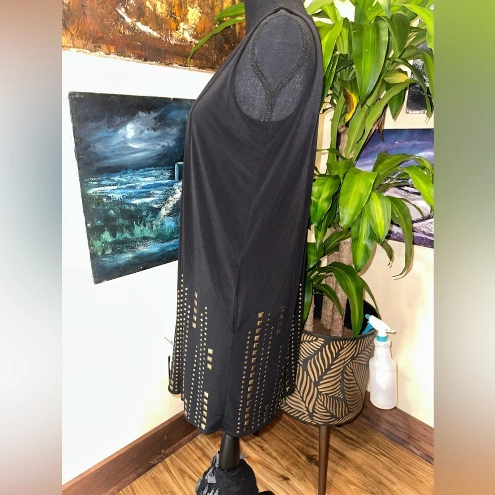 Calvin Klein Minimalist Glam Studded Pleated Shift Dress - Picture 10 of 11